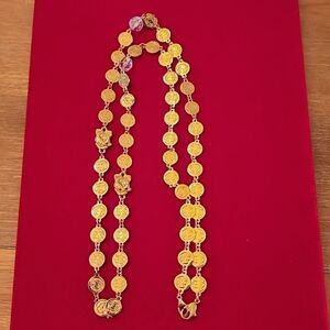 Vintage Signed LIZ CLAIBORNE @LCI Gold Plated/Toned Rose Necklace